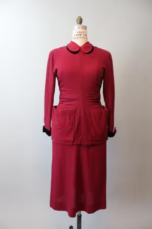 1940s BACK BUTTON top and skirt medium | new spring