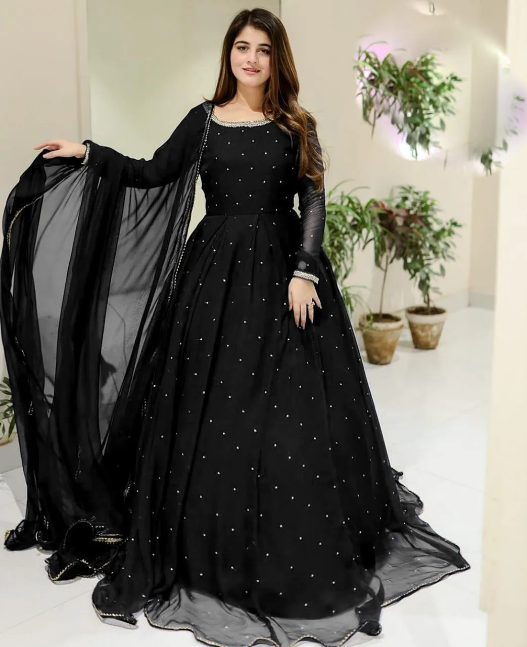 3pcs women Stitched Chiffon :sequin emborderd 3 piece maxy suit