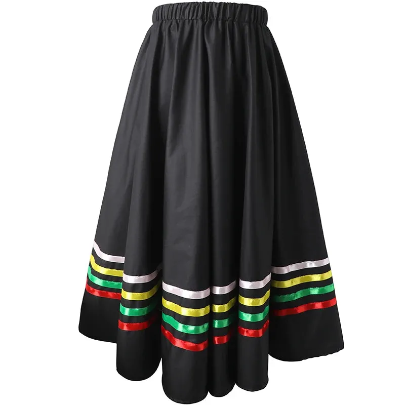 A-line Skirt Chic Mid-Calf Umbrella Skirt for Performance Dance