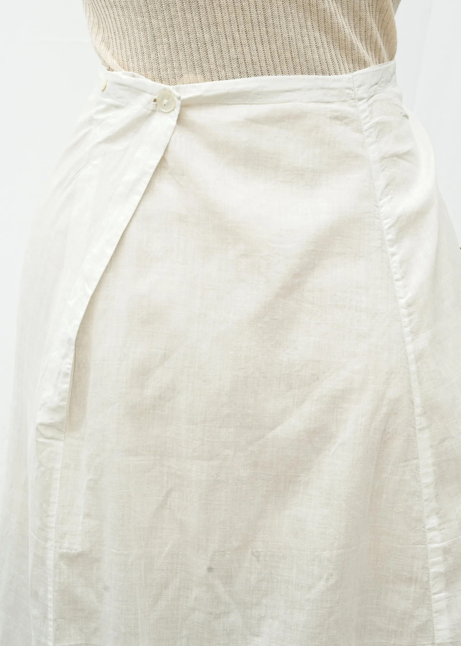 Antique White Linen Petticoat Under Skirt • Embroidered Butterflies