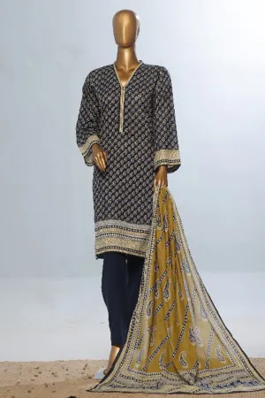 Bin Saeed Stitched 3 Piece Exclusive Printed Lawn Vol-08 Collection'2024-SM-1170-Navy Blue