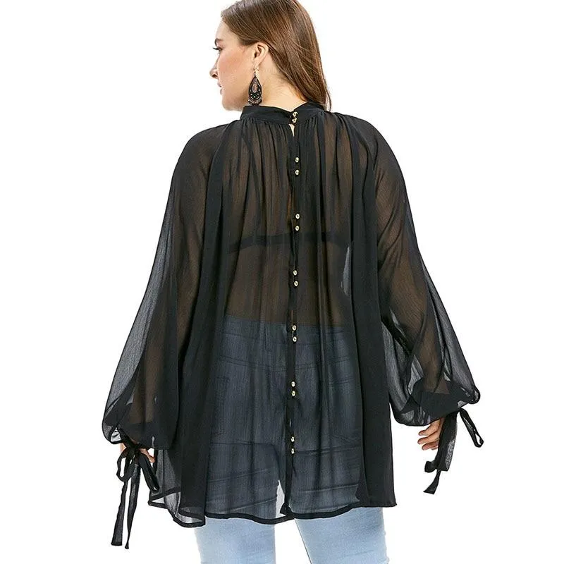 Black Loose Chiffon Blouse