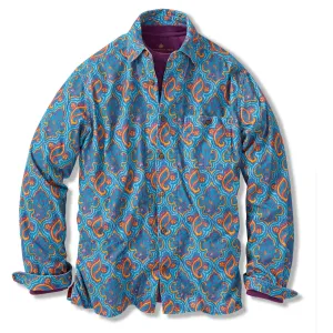 Blue Fire Paisley Corduroy Shirt