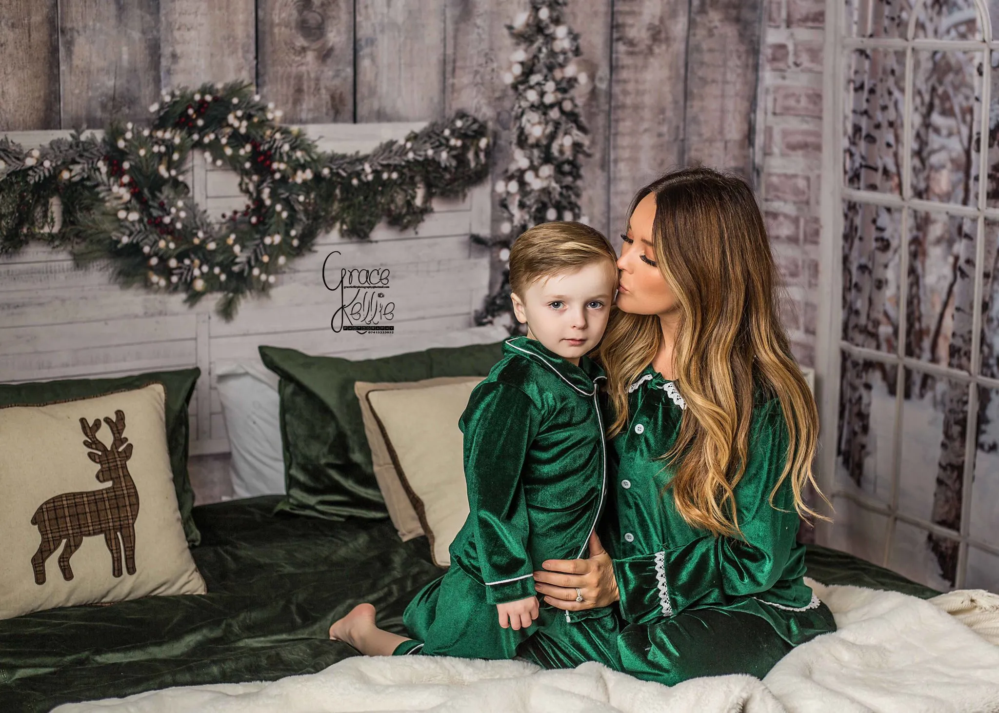 Boys Luxury Green Velvet Pyjamas