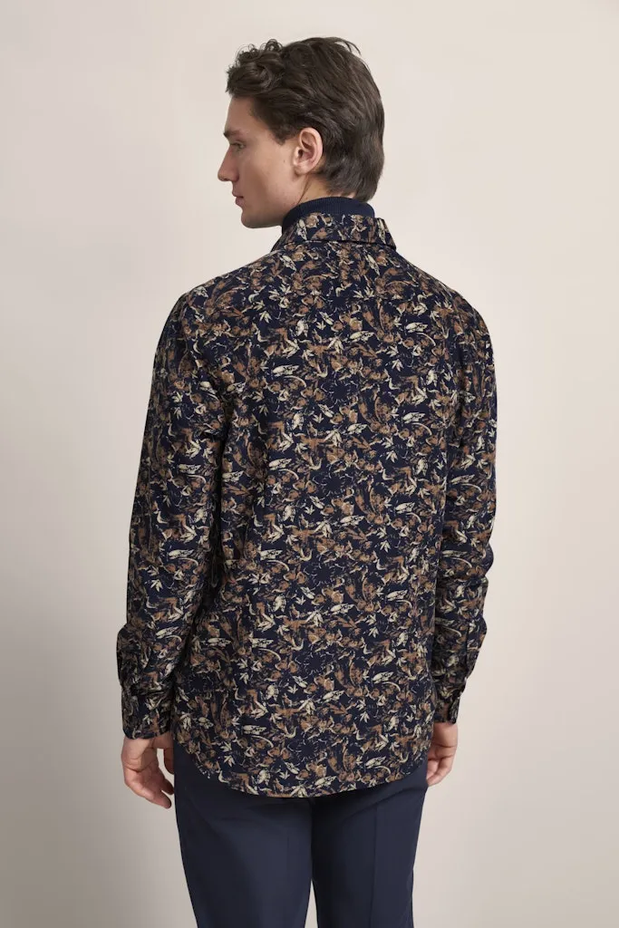 Bugatti - Printed Cord Shirt, Navy