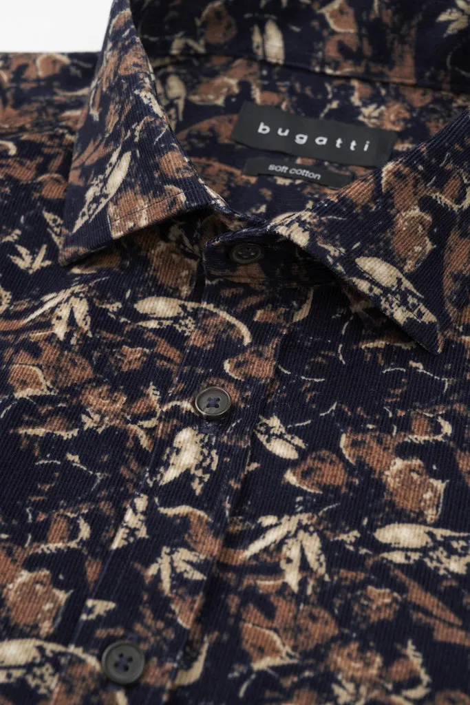 Bugatti - Printed Cord Shirt, Navy