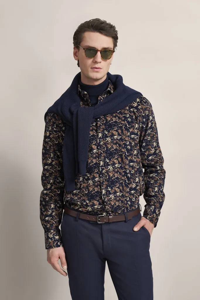 Bugatti - Printed Cord Shirt, Navy