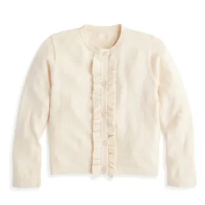 Cashmere Blend Ruffle Cardigan, Ivory