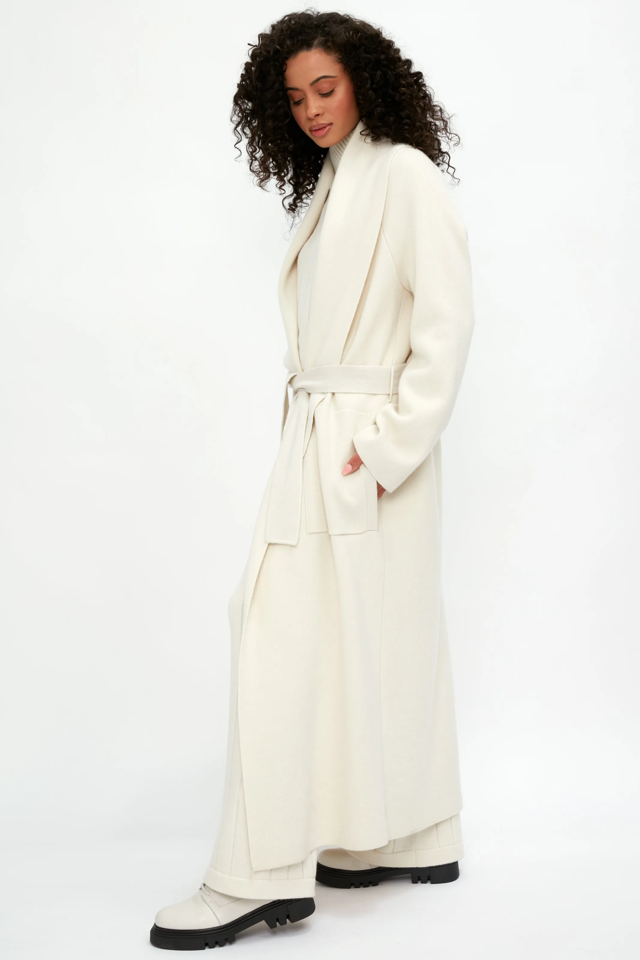 Cashmere Cardigan Coat in Burro