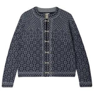 Cashmere Wool Norse Cardigan in Grey and Navy