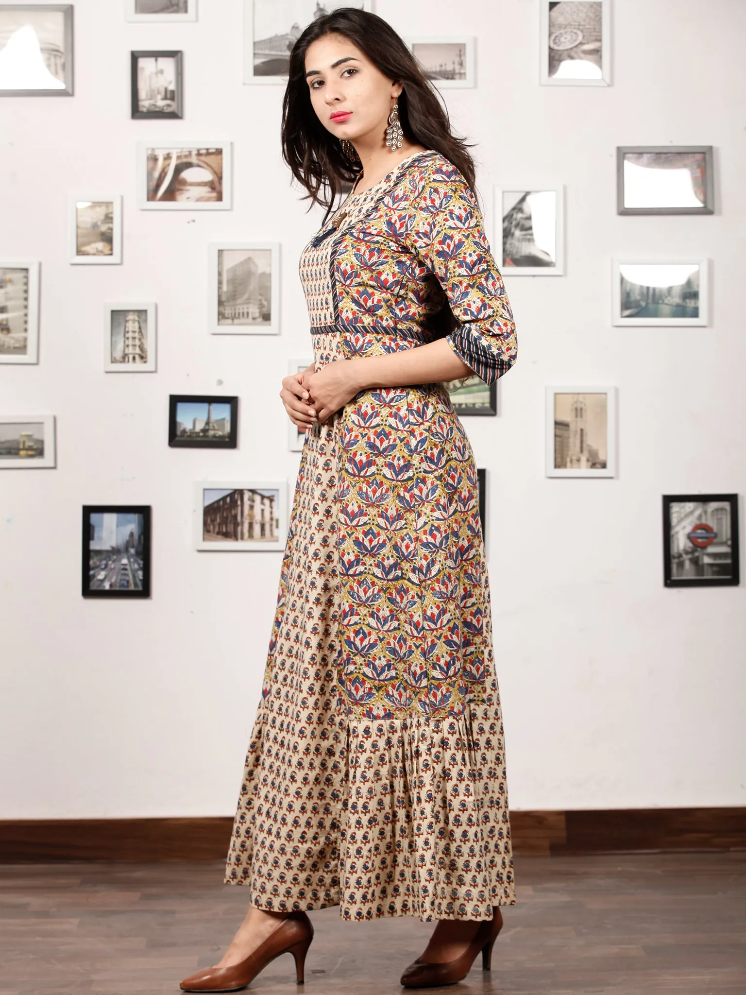 CHOTI BUTI - Hand Block Printed Cotton Long Dress - D351F1383