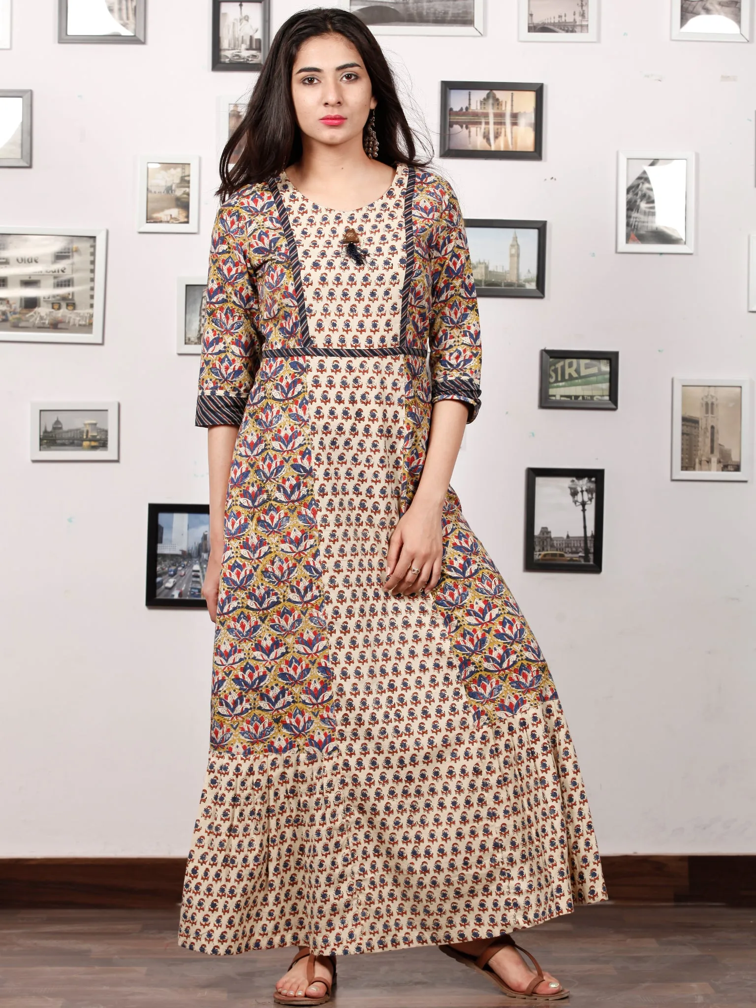 CHOTI BUTI - Hand Block Printed Cotton Long Dress - D351F1383