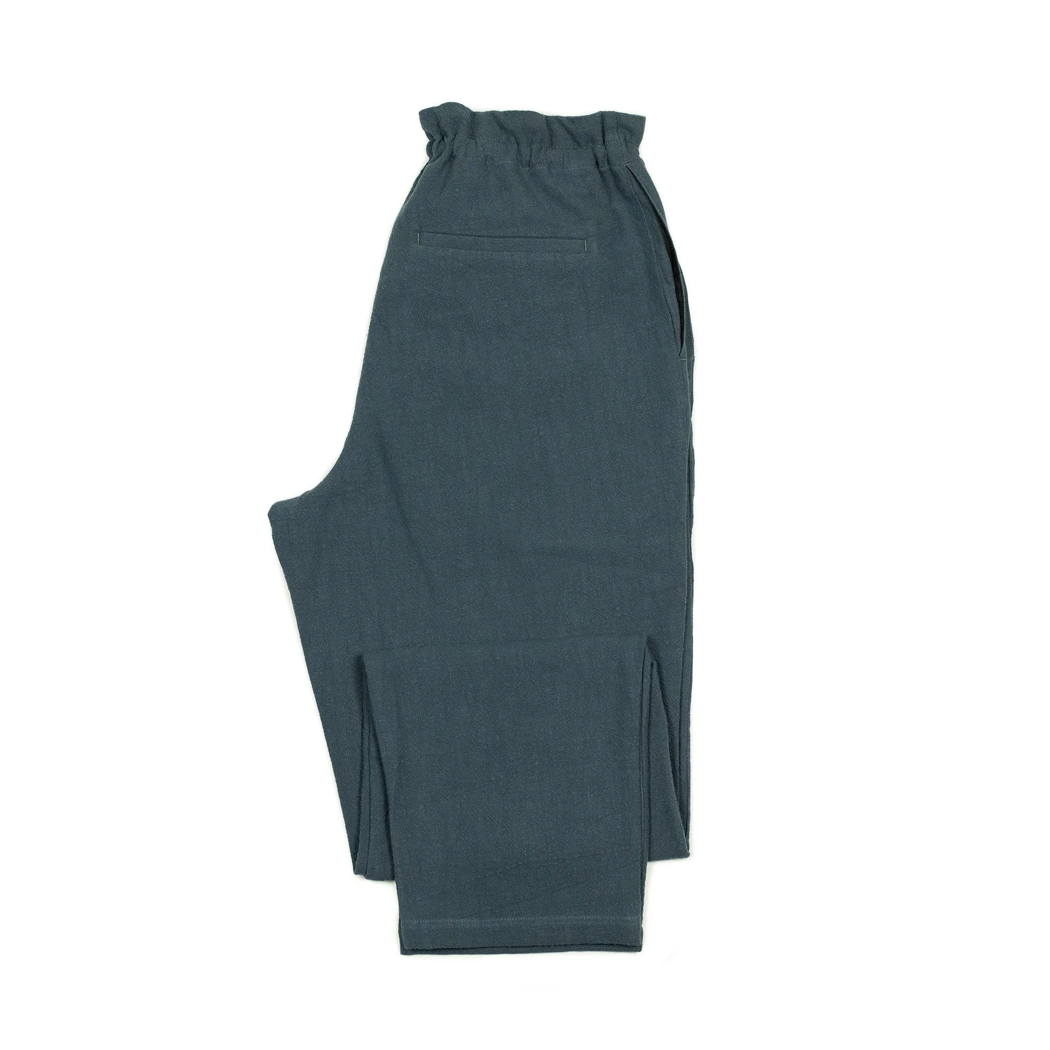 Comfy drawstring trousers in storm blue ramie (Exclusive)