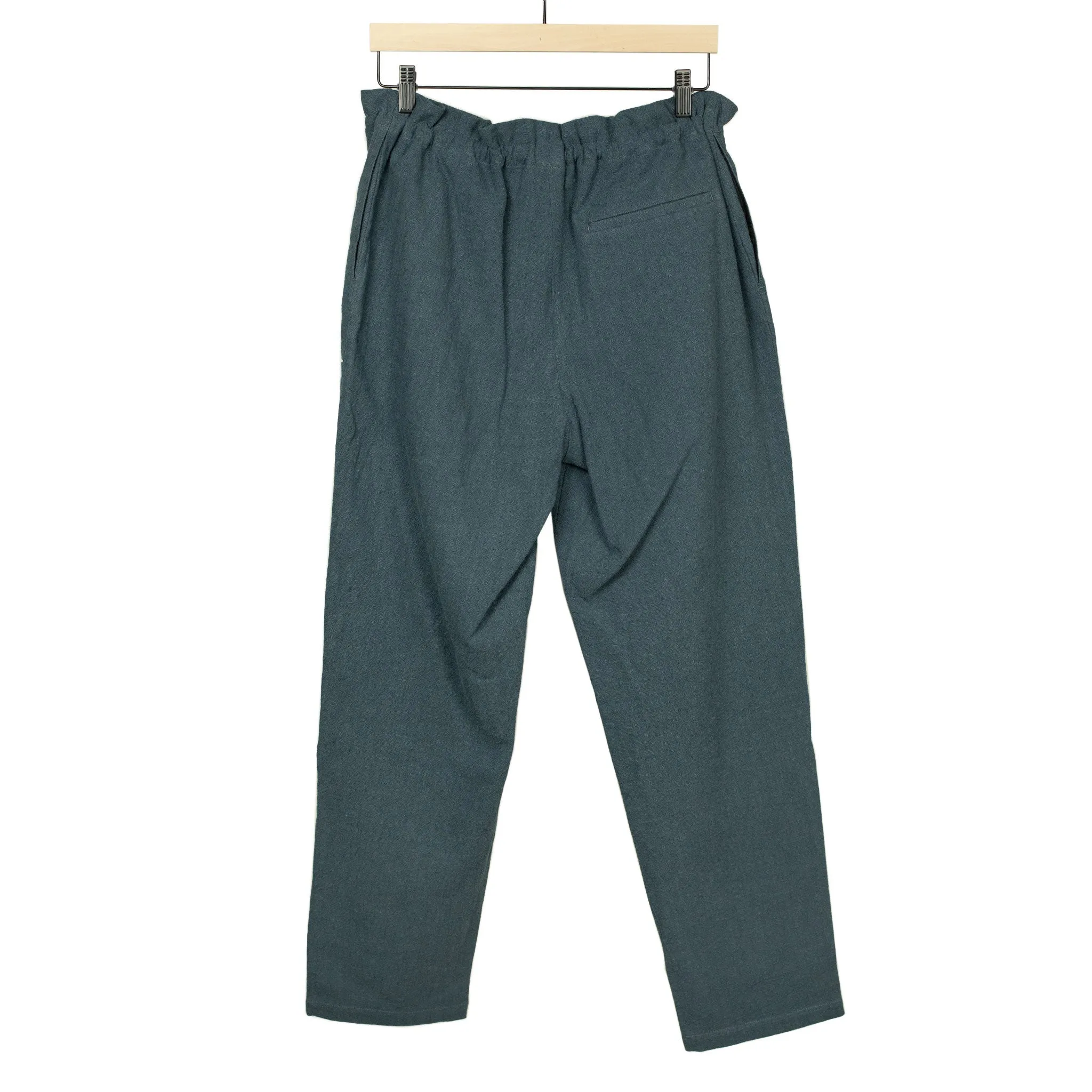 Comfy drawstring trousers in storm blue ramie (Exclusive)