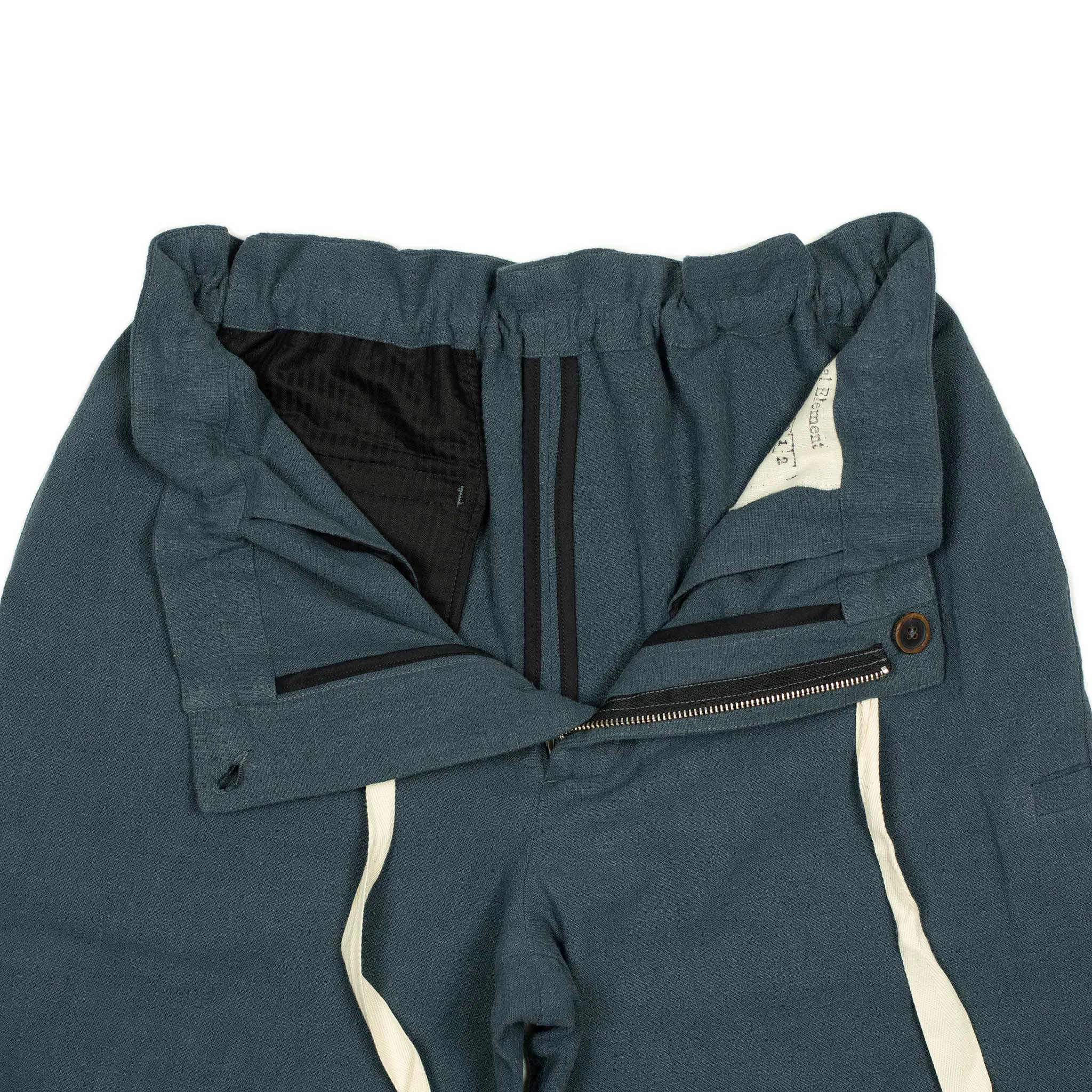 Comfy drawstring trousers in storm blue ramie (Exclusive)