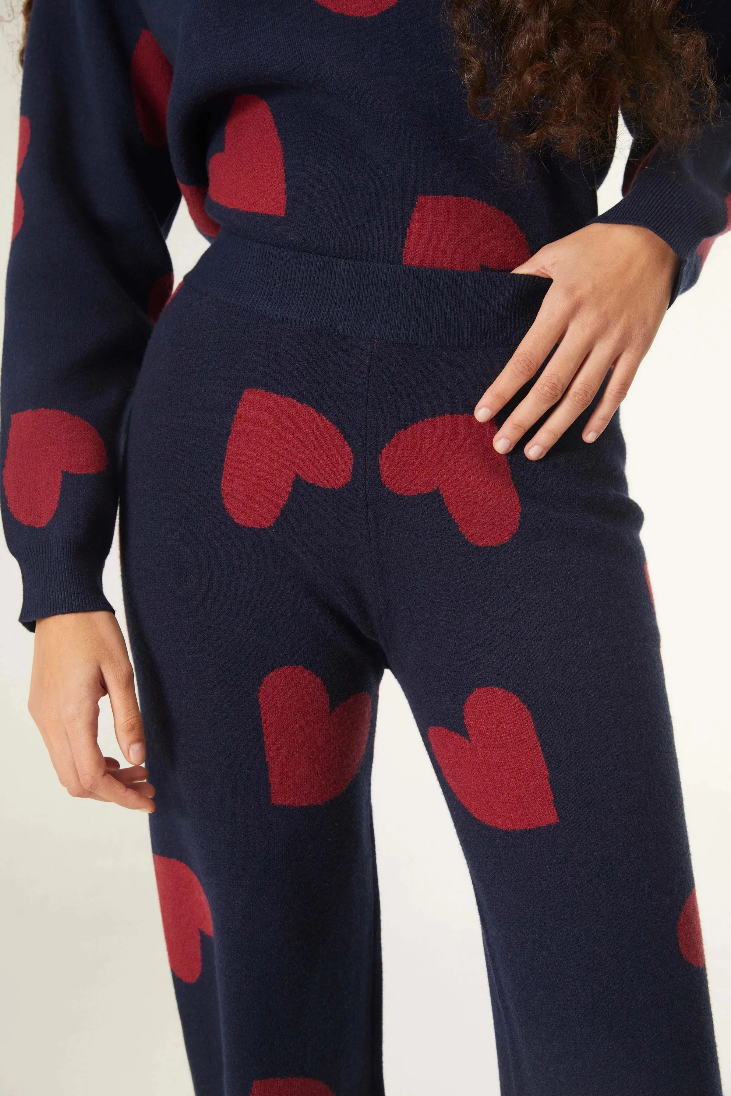 Compania Fantastica Heart Print Straight Leg Trousers