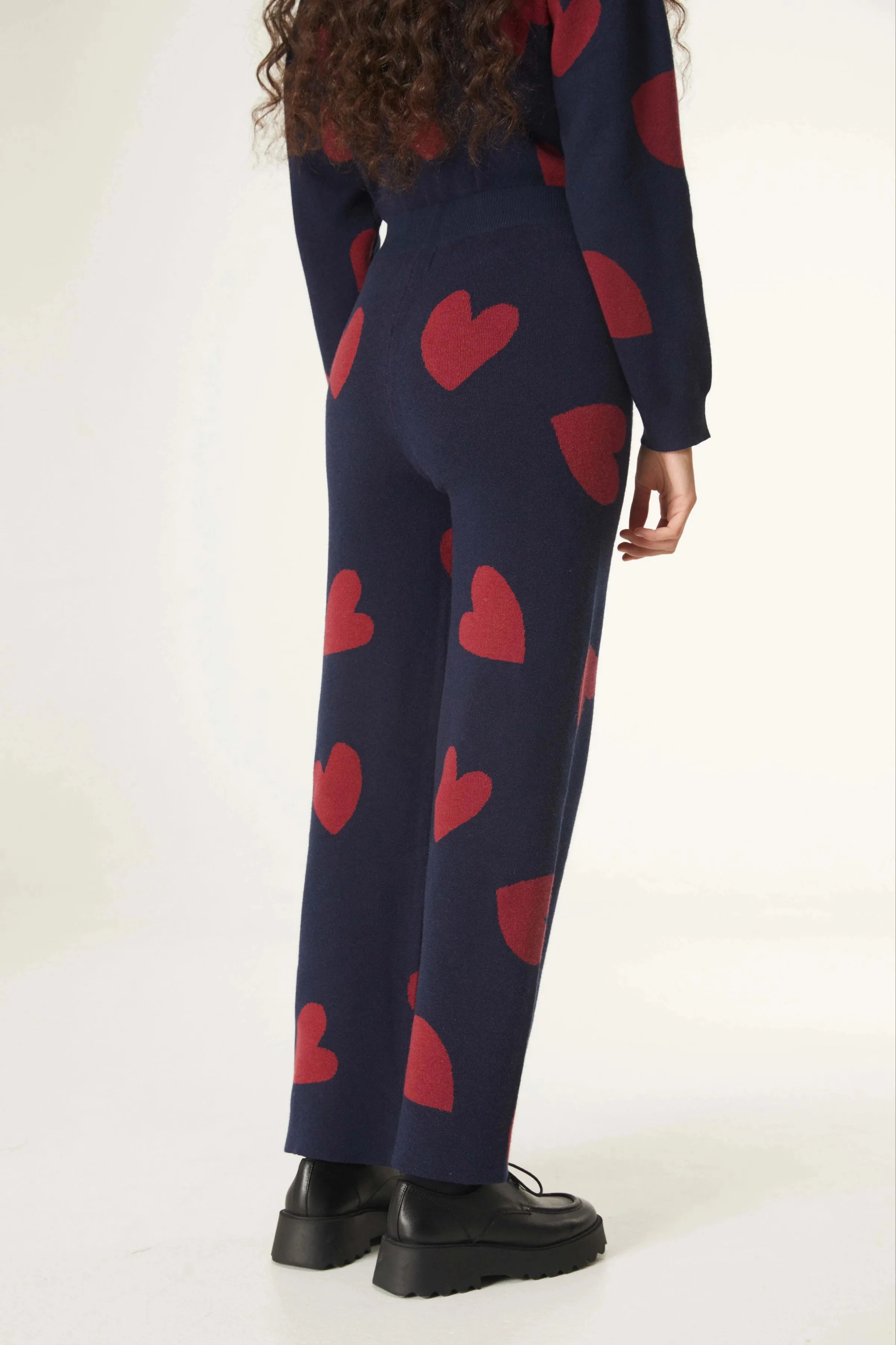 Compania Fantastica Heart Print Straight Leg Trousers