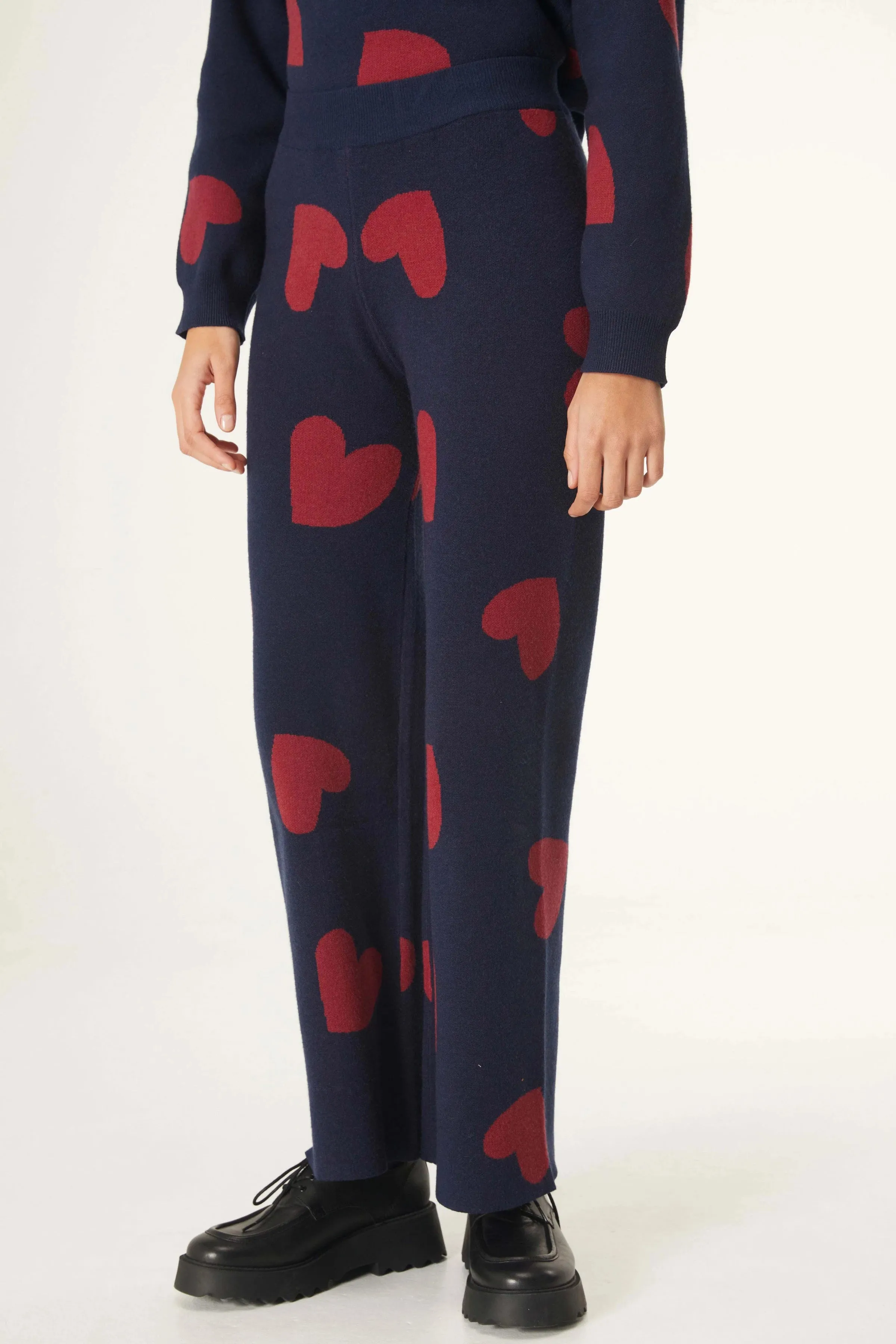 Compania Fantastica Heart Print Straight Leg Trousers