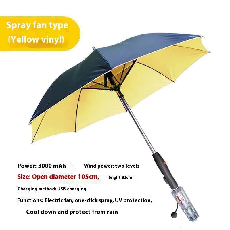 Cooling Spray Sun Umbrella With Fan And Sprinkler