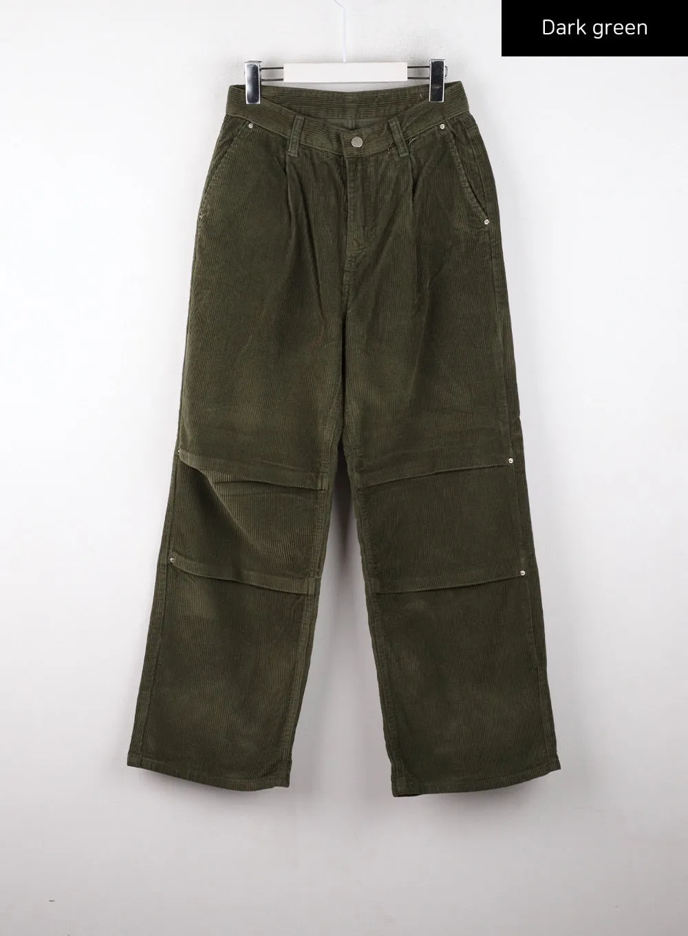 Corduroy Middle Waist Pocket Straight Leg Trousers CD322