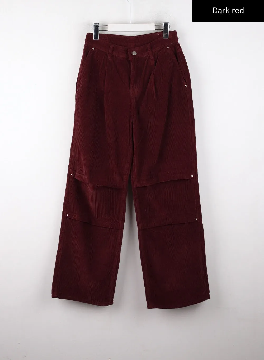 Corduroy Middle Waist Pocket Straight Leg Trousers CD322