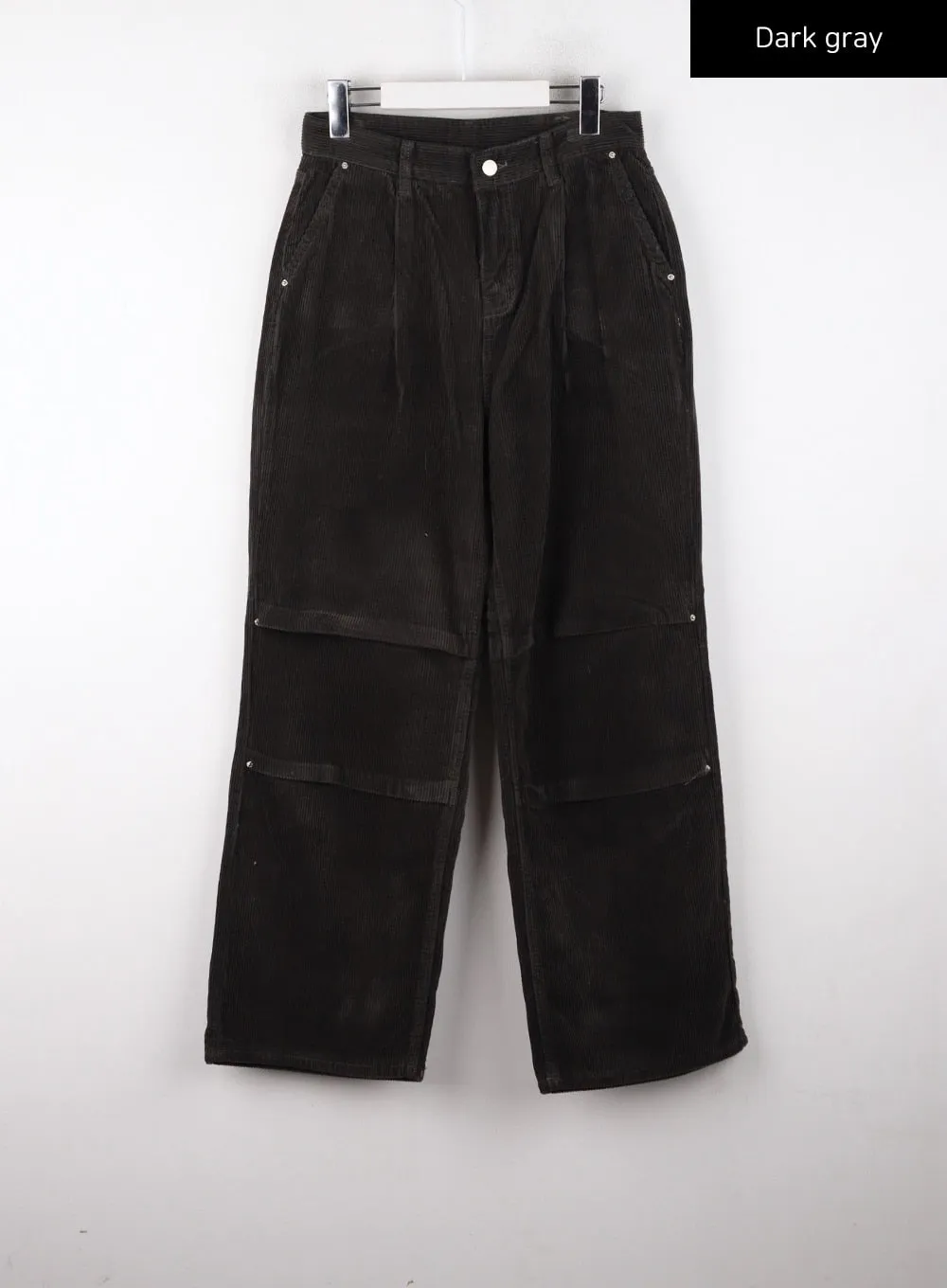 Corduroy Middle Waist Pocket Straight Leg Trousers CD322