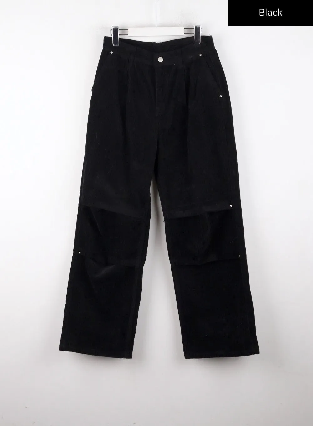 Corduroy Middle Waist Pocket Straight Leg Trousers CD322