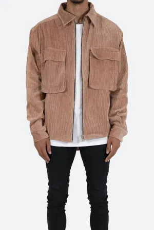 Corduroy Zip Up Shirt - Brown