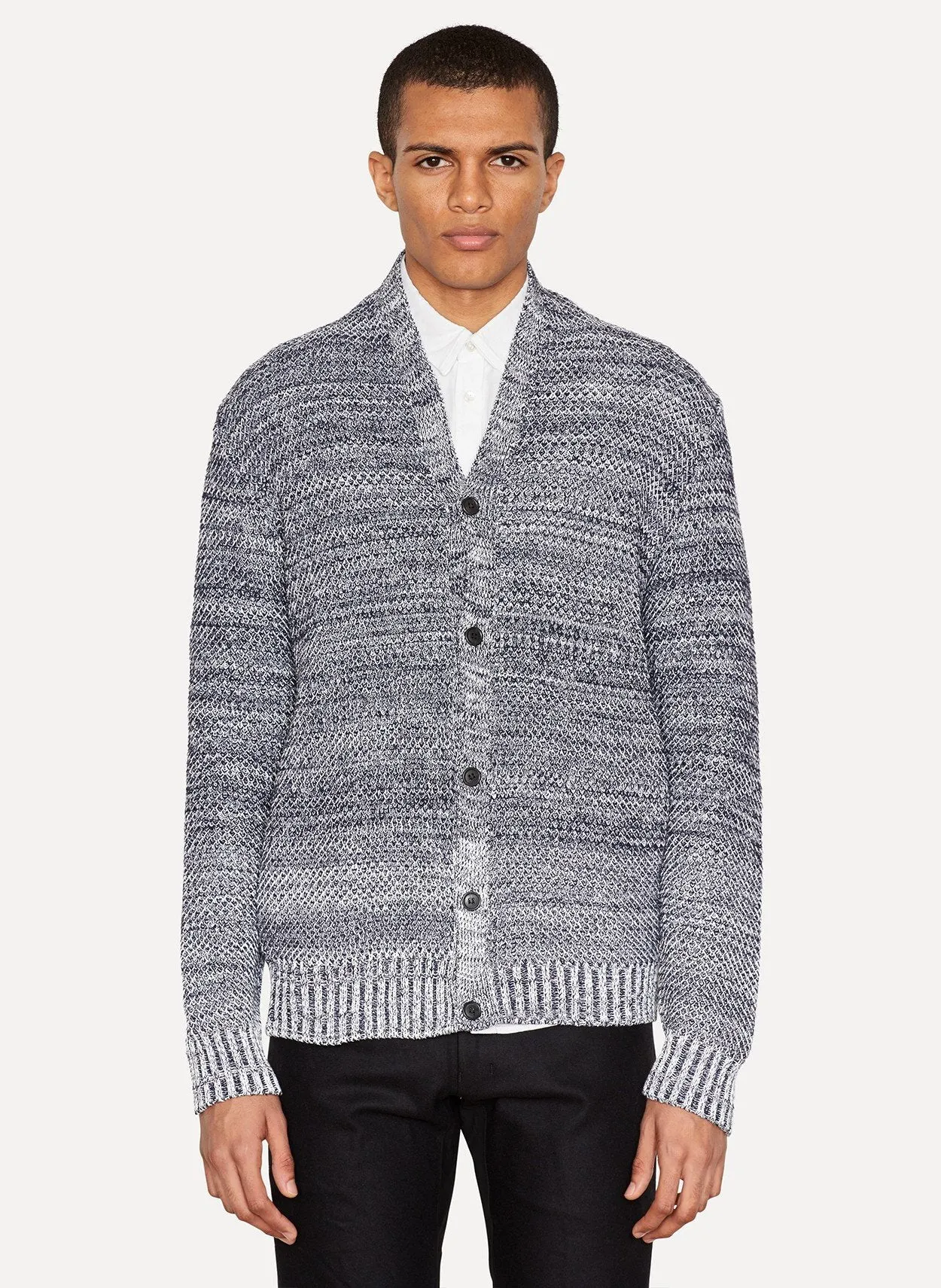 Cotton Nylon Melange Grey Knit Cardigan Brigade