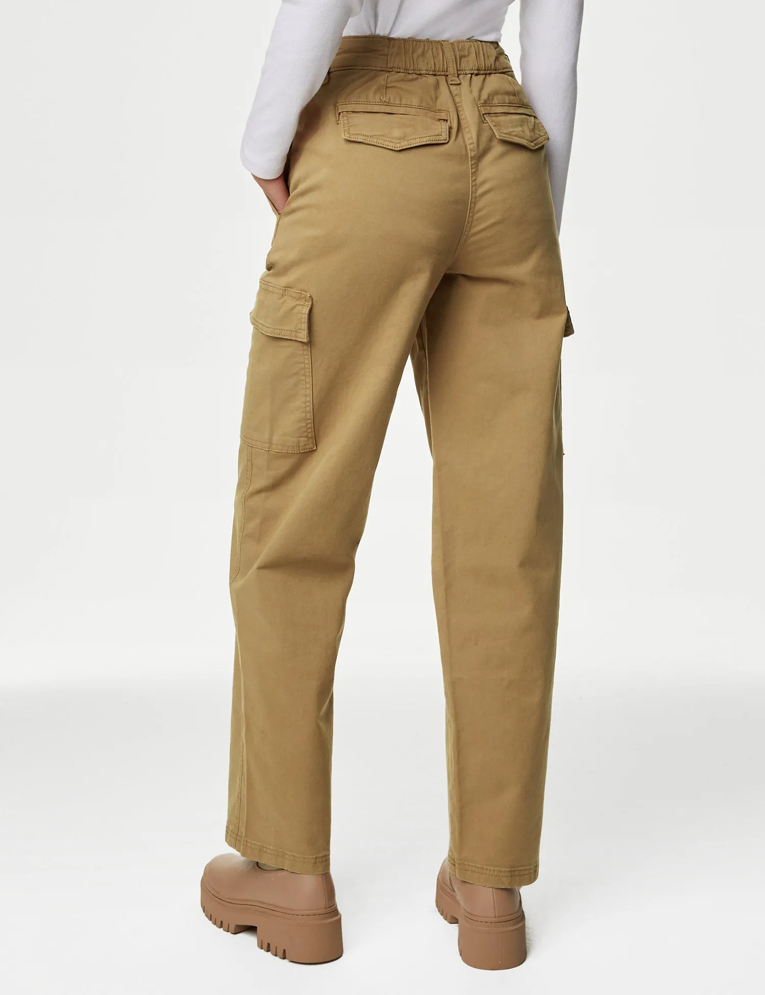 Cotton Rich Cargo Straight Leg Trousers