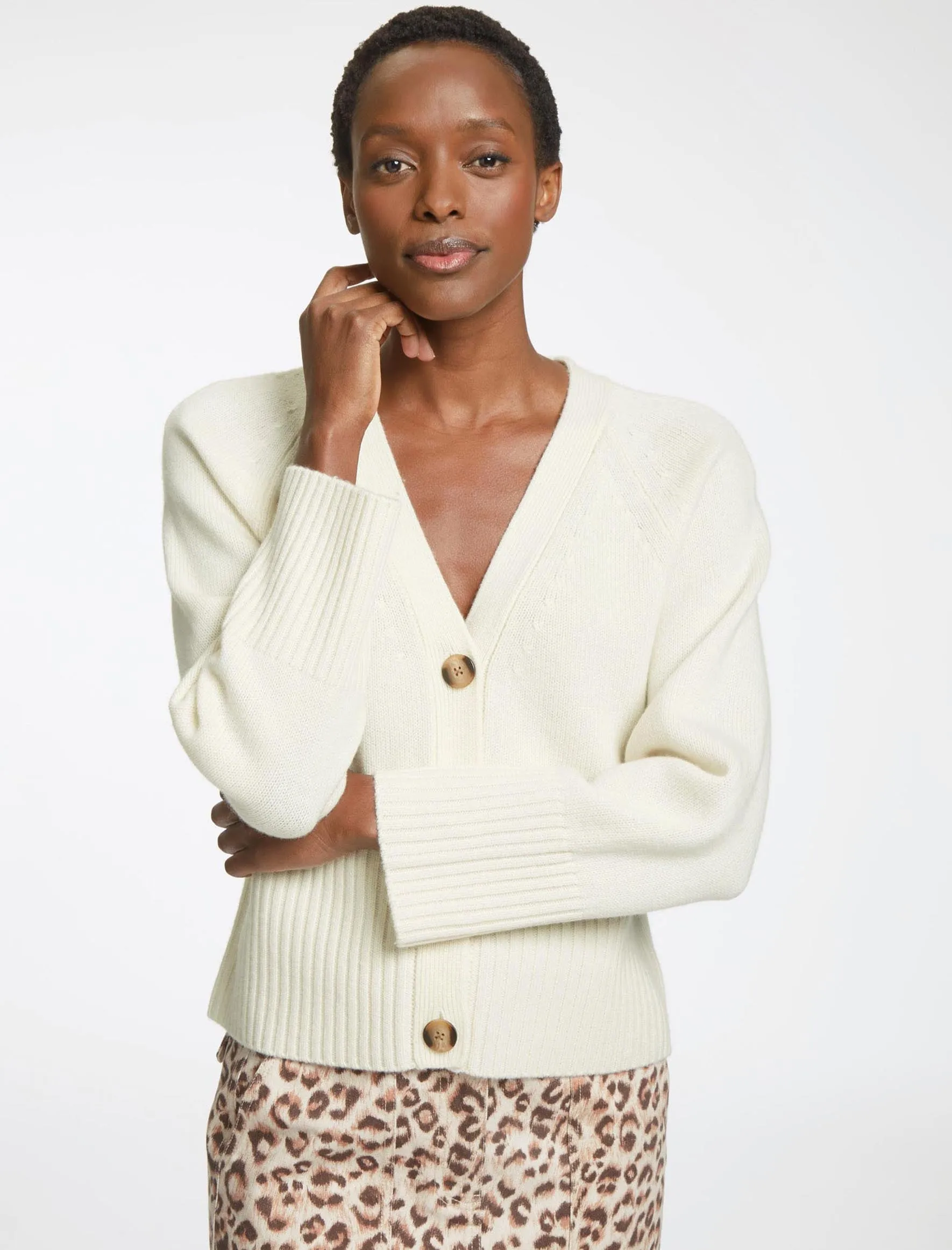 Courtney Cashmere Blend Cardigan - Cream