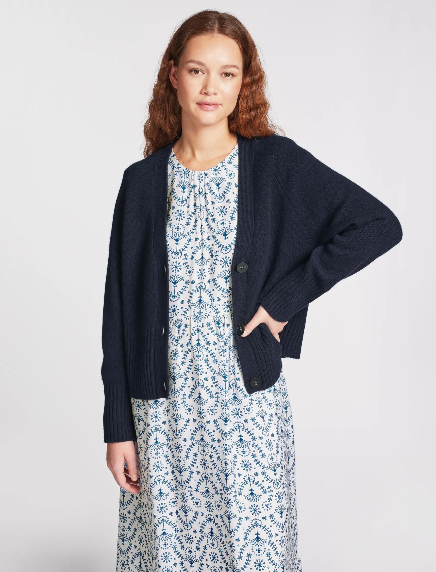 Courtney Cashmere Blend Cardigan - Navy