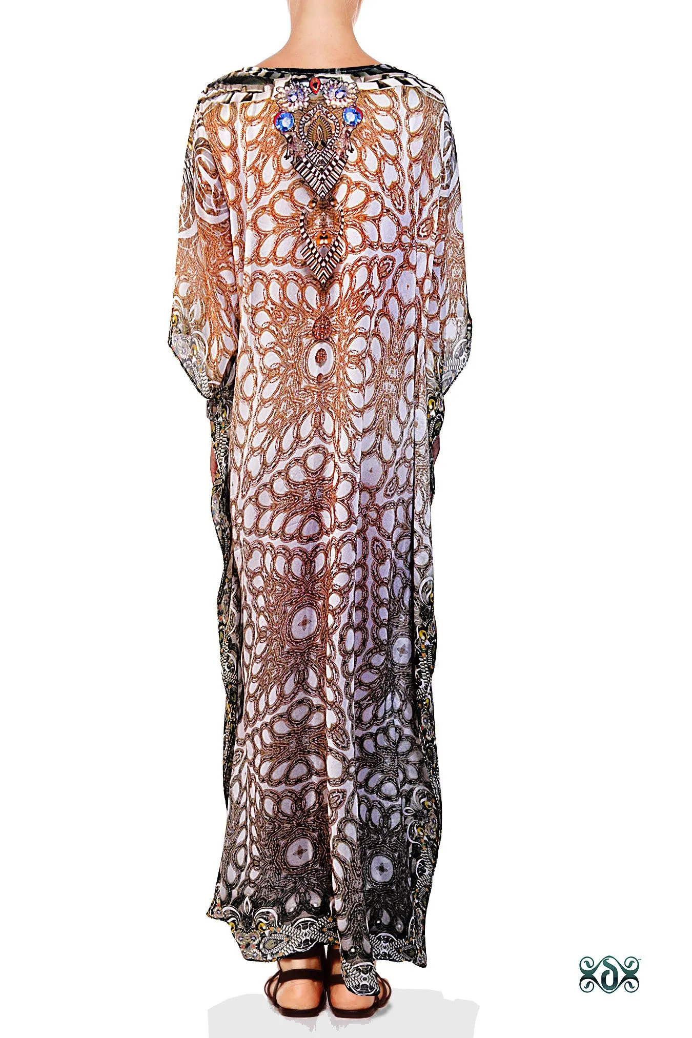 CRYSTALLIUS Decorative Stones Devarshy Long Embellished Kaftan - 1047A