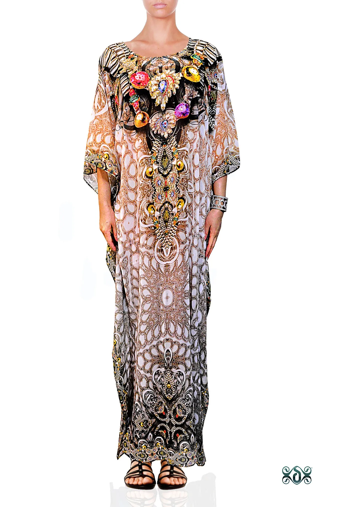 CRYSTALLIUS Decorative Stones Devarshy Long Embellished Kaftan - 1047A