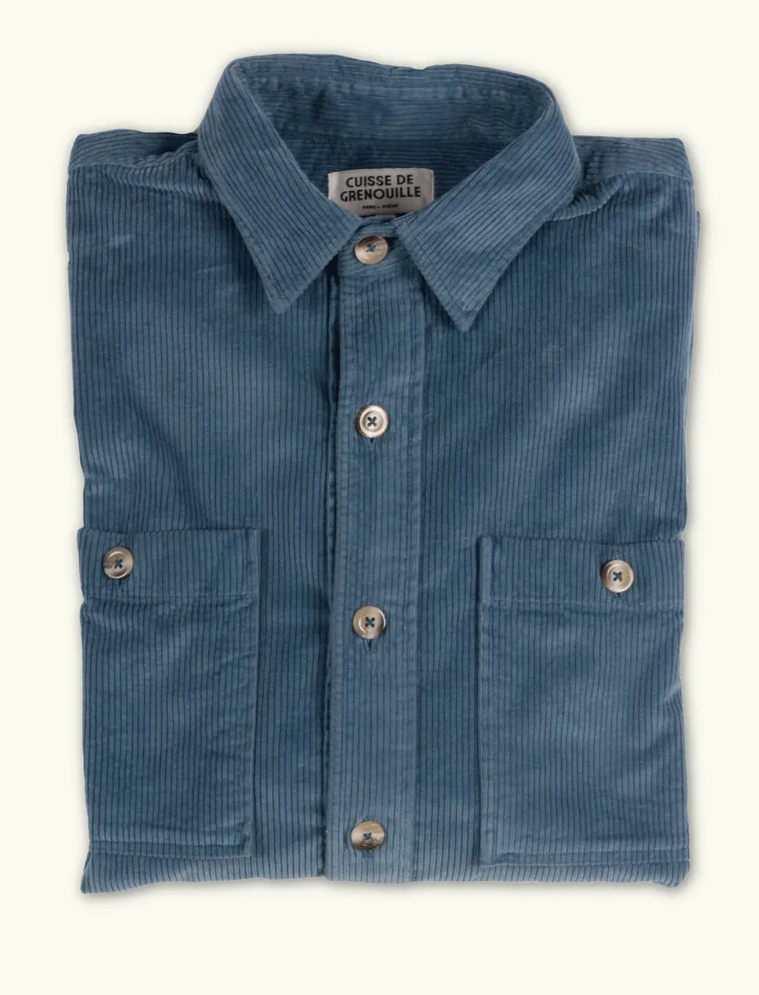 Cuisse de Grenouille Slate Blue Velvet Corduroy Paris Shirt