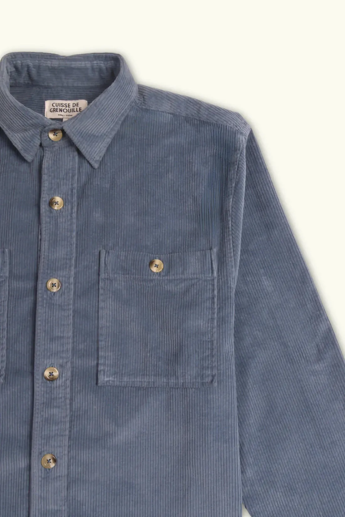 Cuisse de Grenouille Slate Blue Velvet Corduroy Paris Shirt