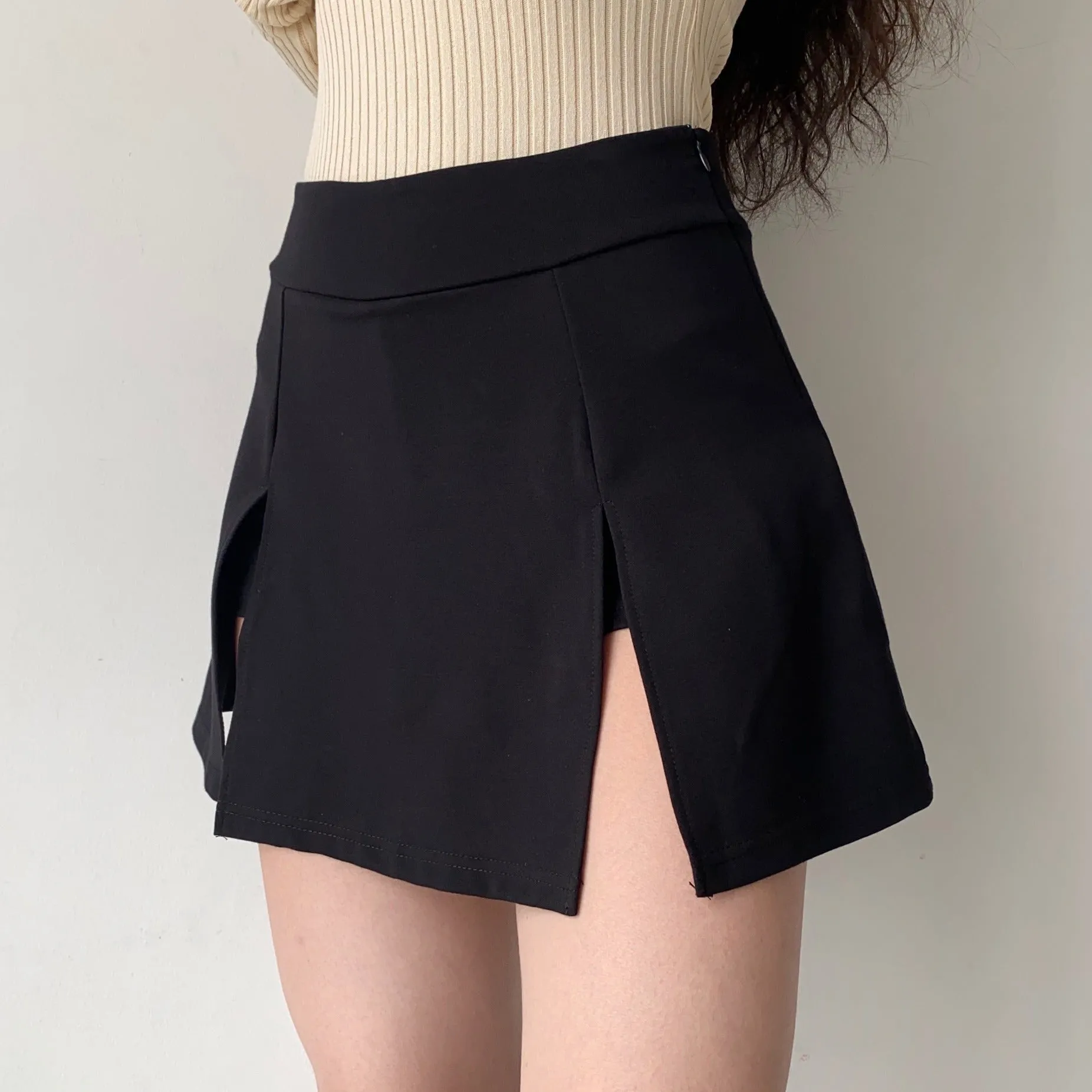 deanwangkt - Chic Double Split Skirt