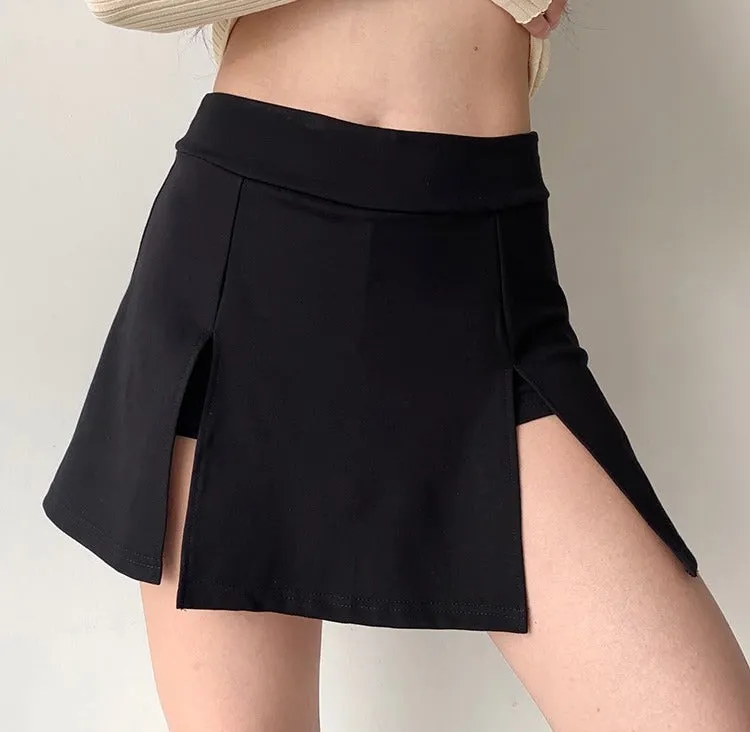 deanwangkt - Chic Double Split Skirt