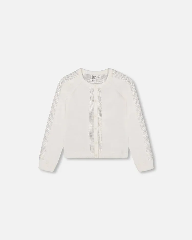 Deux par Deux Off White Knit Cardigan