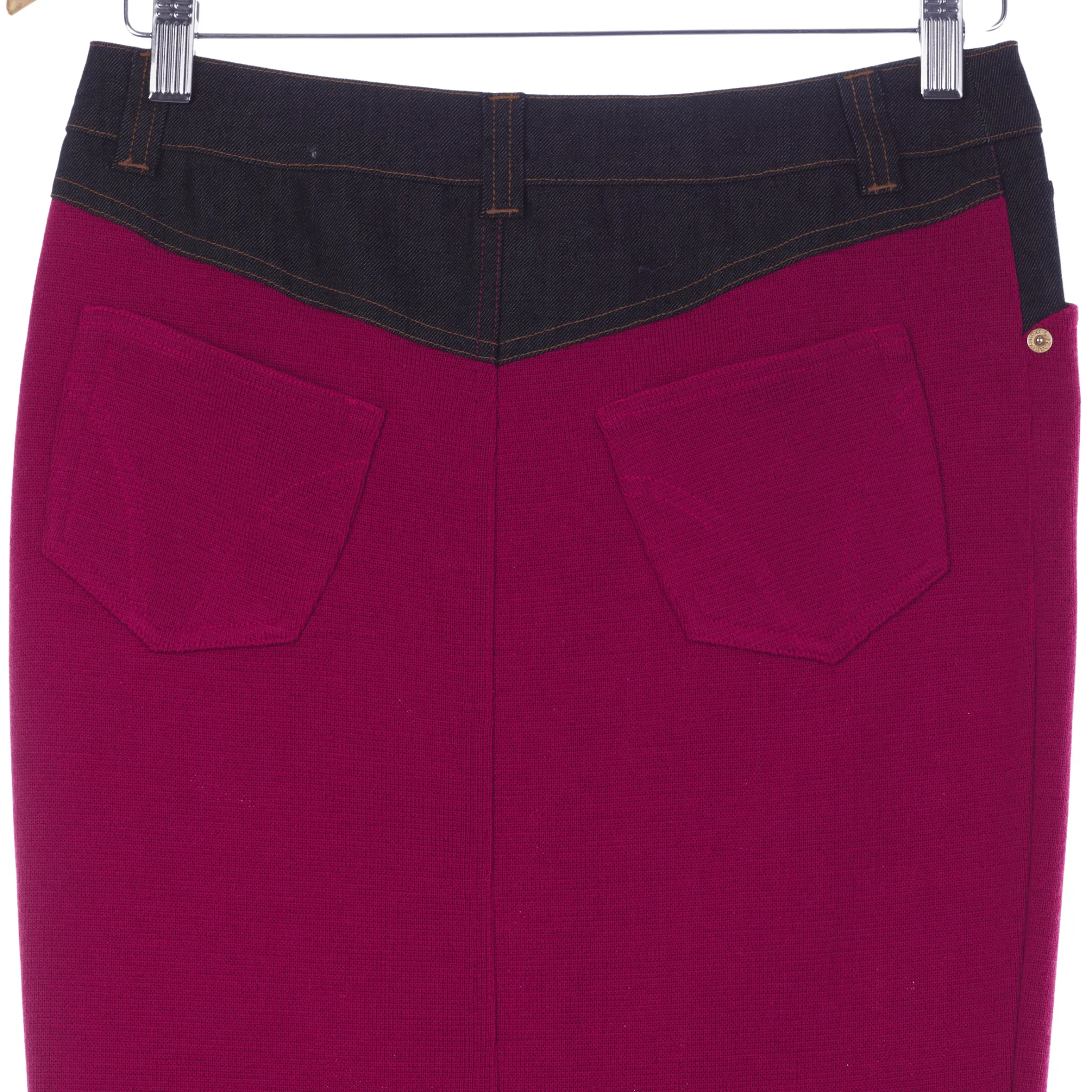 Dolce & Gabbana Skirt Wool Panel with Denim Cerise Detail IT 40 UK Size 8