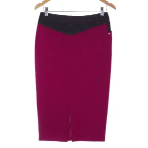 Dolce & Gabbana Skirt Wool Panel with Denim Cerise Detail IT 40 UK Size 8