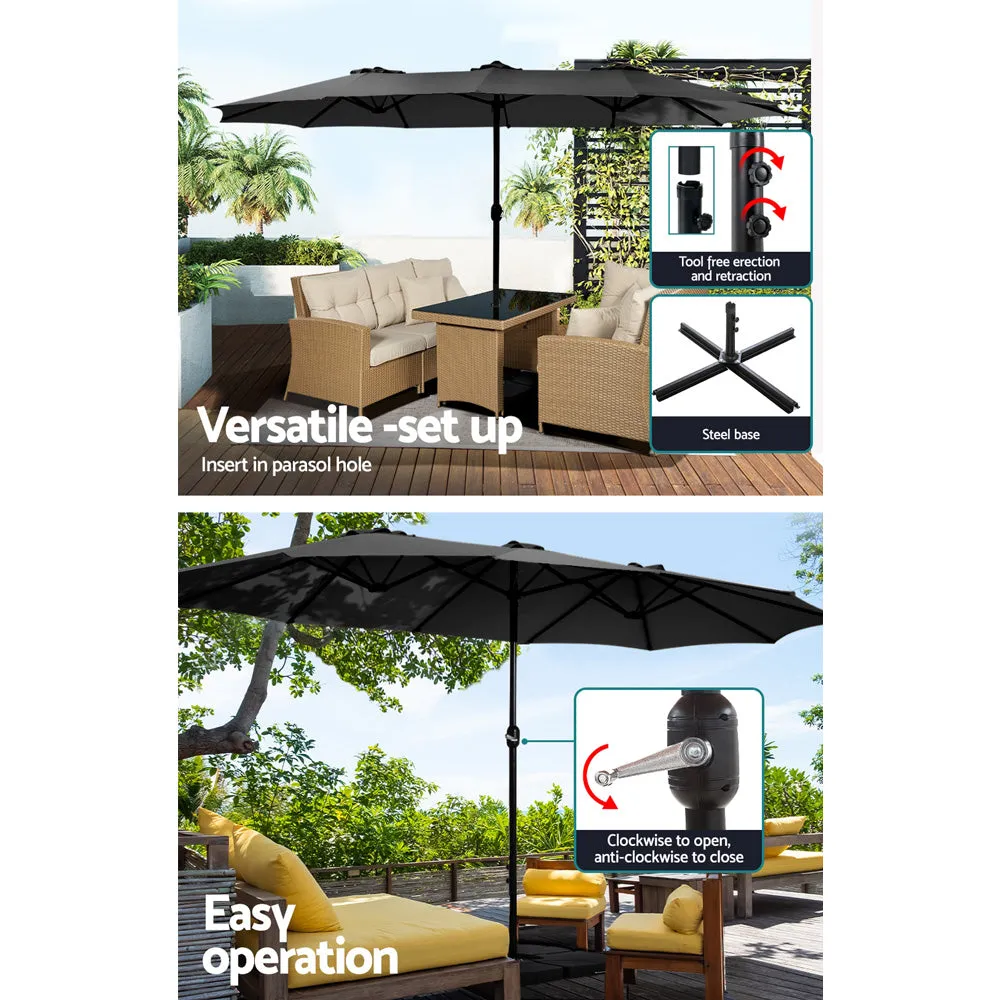 Double-Sided Outdoor Umbrella Set, 4.57m UV-Resistant - Instahut