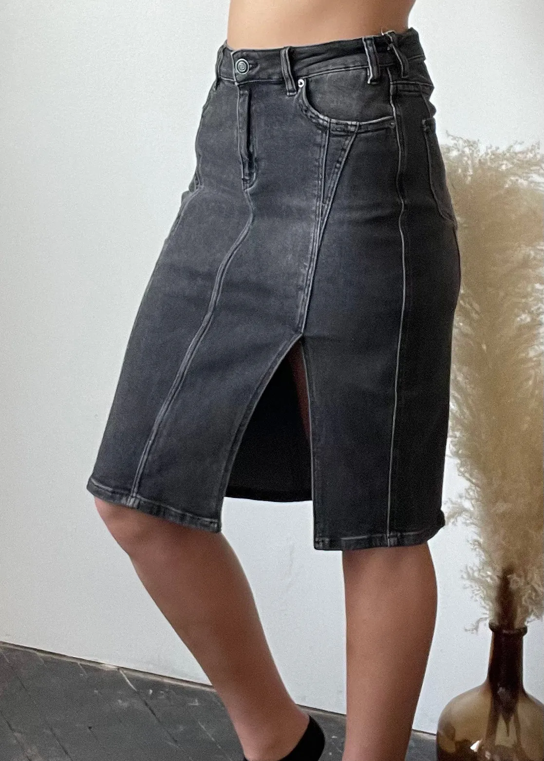 Dusk Split Denim Skirt