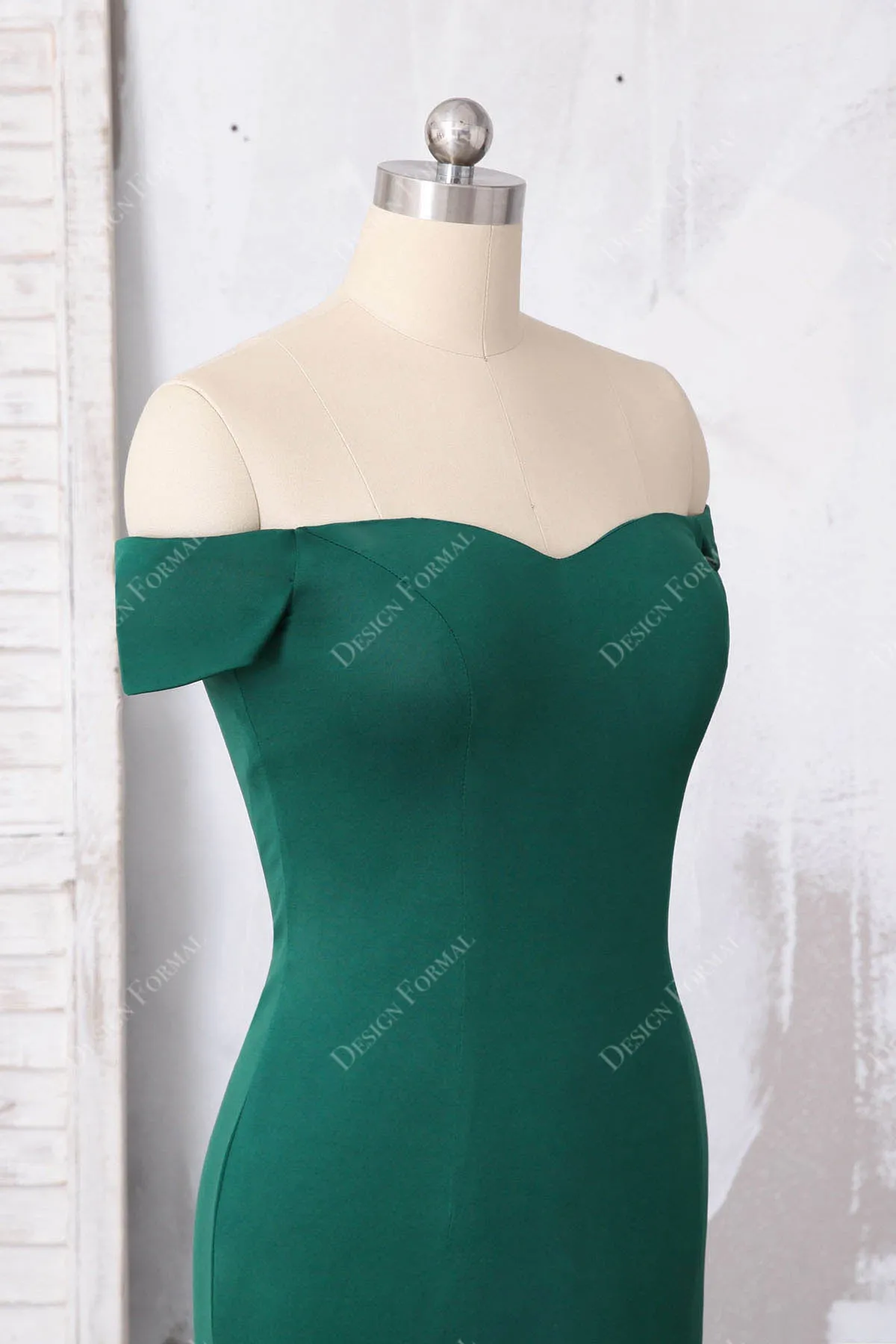 Emerald Jersey Off-shoulder Mermaid Elegant Long Dress