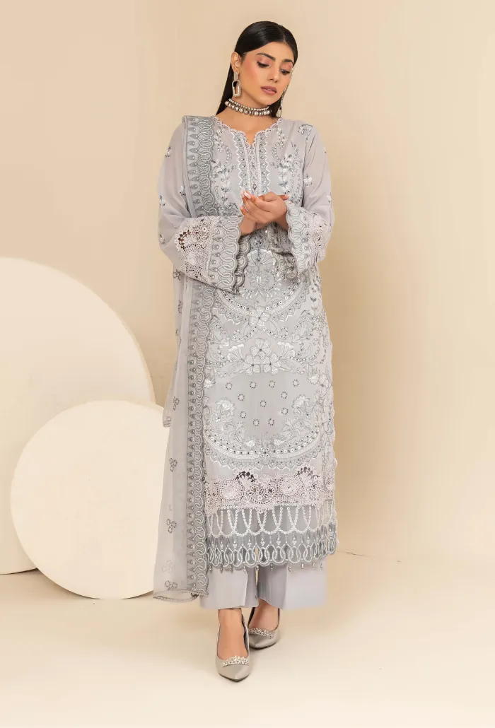 Flora By Humdum Unstitched 3 Piece Emb Lawn Collection'2024-FS-06