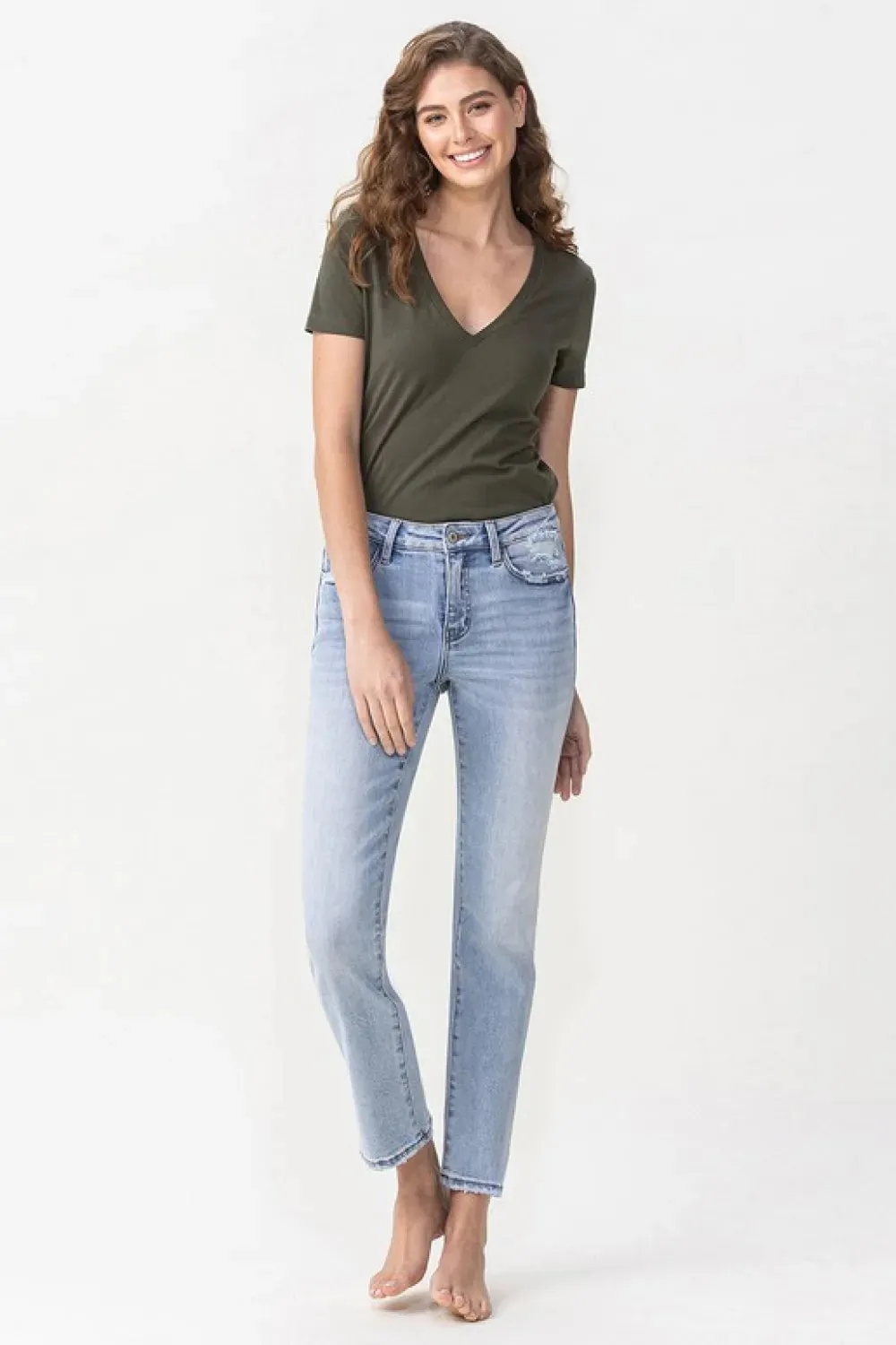 Full Size Andrea Midrise Crop Straight Jeans