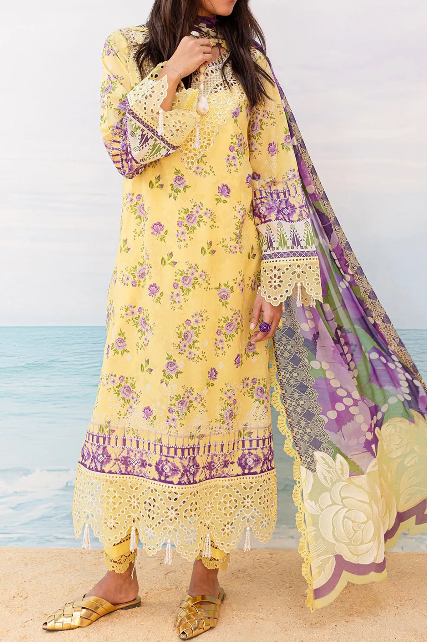 Gardenia By Nureh Unstitched 3 Piece Printed & Emb Lawn Collection'2024-NS-131