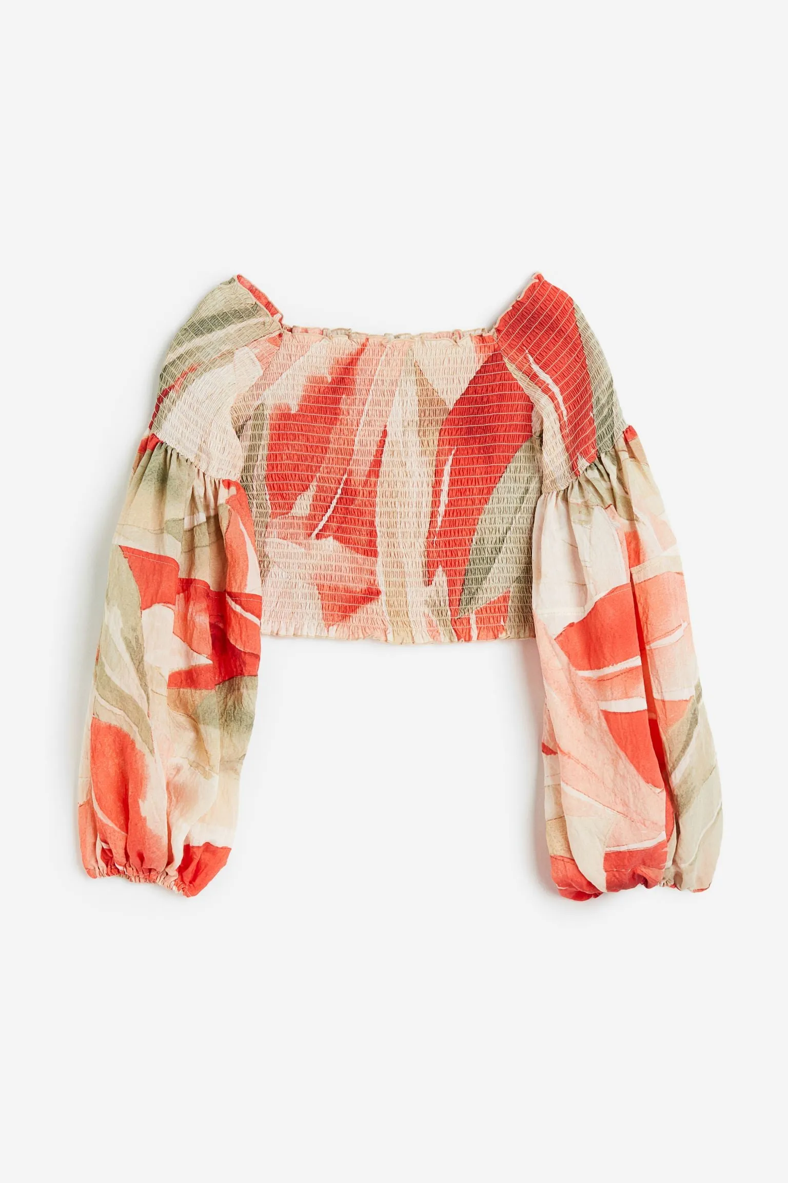 H&M Smocked Off-the-shoulder blouse, coral