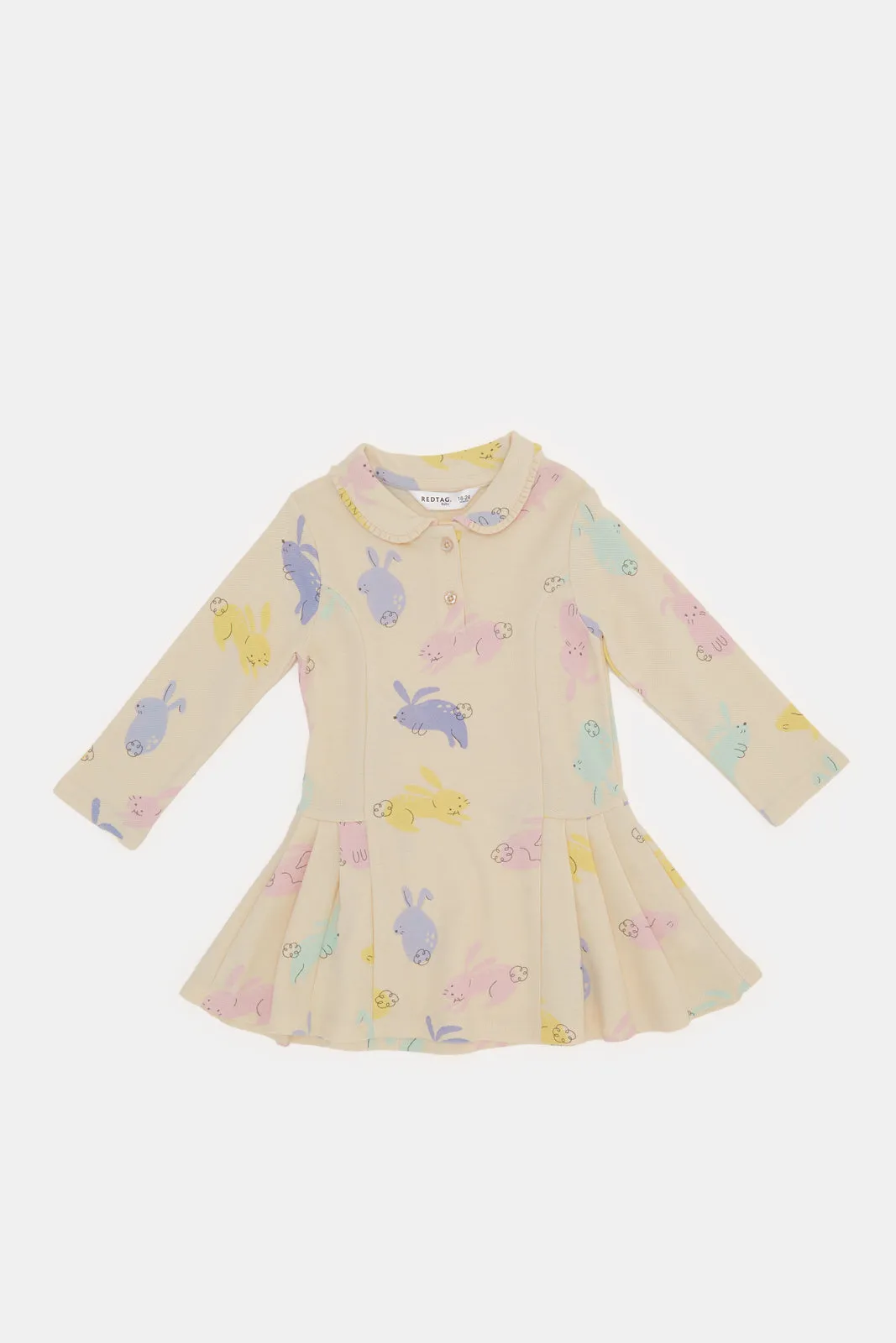 Infant Girls Apricot Printed Dress