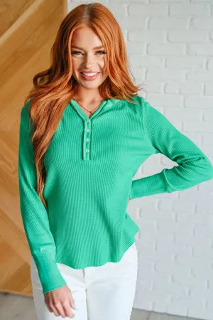 Jade Waffle Knit Henley